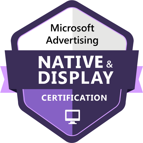 Microsoft Advertising Native und Display Zertifizierungsabzeichen.